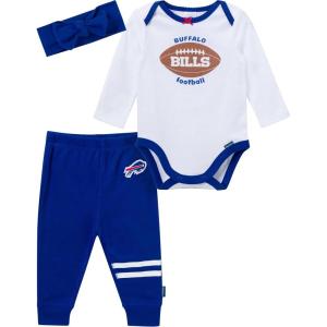 imageGerber NFL babygirls 3piece Onesie Bodysuit Pants ampamp Headband SetBills