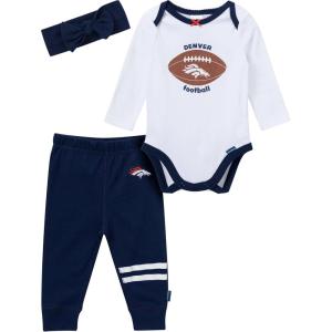 imageGerber NFL babygirls 3piece Onesie Bodysuit Pants ampamp Headband SetBroncos