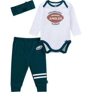 imageGerber NFL babygirls 3piece Onesie Bodysuit Pants ampamp Headband SetEagles