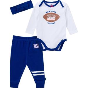 imageGerber NFL babygirls 3piece Onesie Bodysuit Pants ampamp Headband SetGiants
