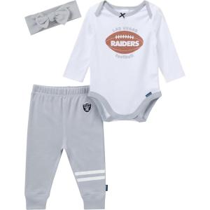 imageGerber NFL babygirls 3piece Onesie Bodysuit Pants ampamp Headband SetRaiders