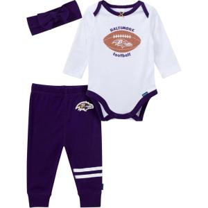 imageGerber NFL babygirls 3piece Onesie Bodysuit Pants ampamp Headband SetRavens
