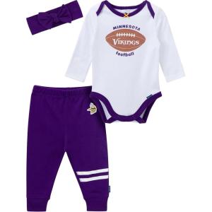 imageGerber NFL babygirls 3piece Onesie Bodysuit Pants ampamp Headband SetVikings