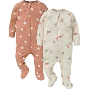 imageGerber babygirls 2pack 2way Zip Thermal Footed Sleep N PlayBuffalo
