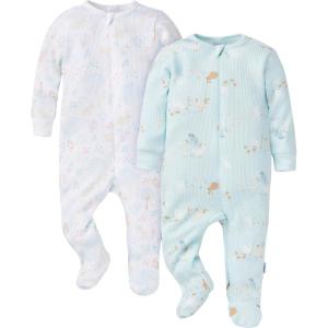 imageGerber babygirls 2pack 2way Zip Thermal Footed Sleep N PlayFarm Life