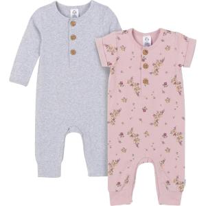 imageGerber babygirls Baby Boys 2pack Long Leg RomperFloral