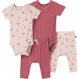 imageModern Moments by Gerber babygirls Viscose 4pack Shortsleeve Bodysuit ampamp Pant SetPink Roses