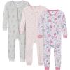imageGerber Baby Girls Babygirls 3pack Snug Fit Footless Onepiece Cotton PajamasWoodland Floral