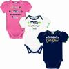 imageGerber NFL babygirls Nfl Team 3 Pack Short Sleeve Onesie BodysuitNavy Blue  Action Green  Wolf Gray