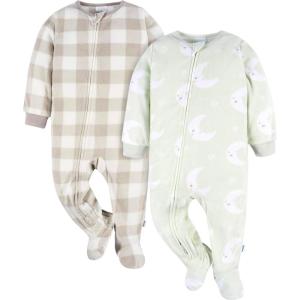 imageGerber Baby Flame Resistant Fleece Footed Pajamas 2packMoons