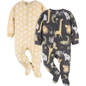 imageGerber Baby Flame Resistant Fleece Footed Pajamas 2packSafari