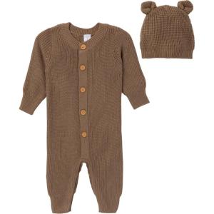 imageModern Moments by Gerber Baby Sweater Knit Romper ampamp Hat SetBrown