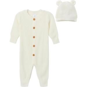 imageModern Moments by Gerber Baby Sweater Knit Romper ampamp Hat SetIvory
