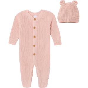 imageModern Moments by Gerber Baby Sweater Knit Romper ampamp Hat SetLight Pink