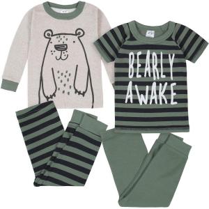imageGerber Baby Boys Toddler Snug Fit 4Piece Pajama SetBear Grey