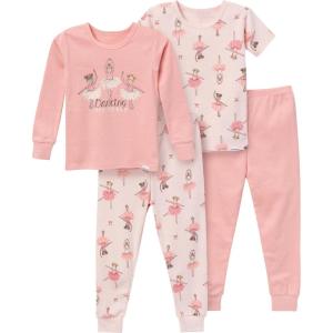 imageGerber babygirls Toddler Snug Fit 4piece Pajama SetBallerinas
