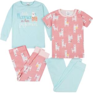 imageGerber babygirls Toddler Snug Fit 4piece Pajama SetLittle Llama Pink