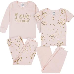 imageGerber babygirls Toddler Snug Fit 4piece Pajama SetLove Pink