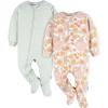 imageGerber Baby Girls Flame Resistant Fleece Footed Pajamas 2packPink Green Floral