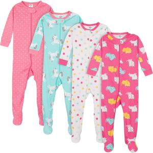 imageGerber Baby Girls Babygirls 4pack Footed PajamasUnicorns Cats Pink