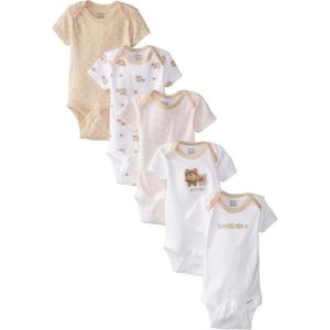 imageGerber Unisex Baby 5Pack ShortSleeve OnesiesBrown Bear Friends