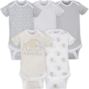 imageGerber Unisex Baby 5Pack ShortSleeve OnesiesElephant