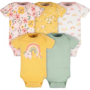 imageGerber Unisex Baby 5Pack ShortSleeve OnesiesGolden Floral