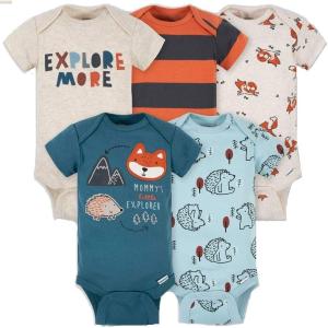 imageGerber Unisex Baby 5Pack ShortSleeve OnesiesMulticolor Cute Fox