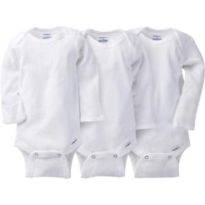 imageGerber Unisex Baby Size 39 Months Organic Cotton 3 Pack LongSleeve White Onesies Bodysuits