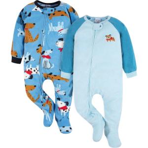 imageGerber babygirls Baby Girls Fleece Footed Pajamas 2packBlue Dogs