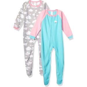 imageGerber babygirls Baby Girls Fleece Footed Pajamas 2packBluePink Clouds