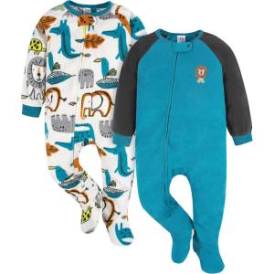 imageGerber babygirls Baby Girls Fleece Footed Pajamas 2packBrown Lion