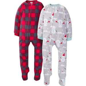 imageGerber babygirls Baby Girls Fleece Footed Pajamas 2packFrosty Snowman Grey Toddler
