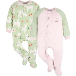 imageGerber babygirls Baby Girls Fleece Footed Pajamas 2packPink Deer