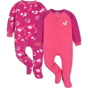 imageGerber babygirls Baby Girls Fleece Footed Pajamas 2packPink Floral Fox