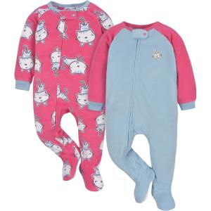 imageGerber babygirls Baby Girls Fleece Footed Pajamas 2packTigers Pink