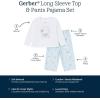 imageGerber babygirls 2piece Pajama Set Top ampamp Loosefitting PantsSea