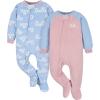 imageGerber Baby Girls Loose Fit Fleece Footed Pajamas 2pack And Toddler Sleepers Cutie Blue 5T US