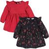 imageGerber BabyGirls Toddler 2Pack Long Sleeve DressesBlack Holly Berries