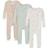 imageGerber babygirls 3pack Snug Fit Footless Onepiece Cotton PajamasBear