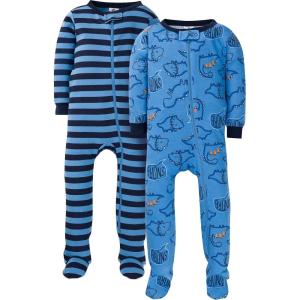 imageGerber Baby Boys 2pack Footed Pajamas And Toddler Sleepers Sleepy Blue Dino 9 Months US