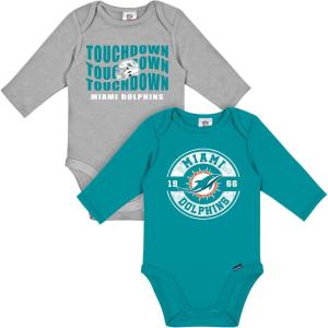 imageGerber NFL unisexbaby Nfl 2pack Long Sleeve Onesie BodysuitDolphins