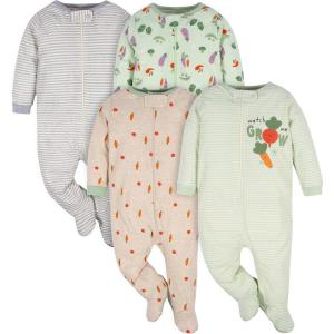 imageGerber Unisex Baby 4 Pack N Play Footie And Toddler Sleepers Happy Veggies 03 Months US