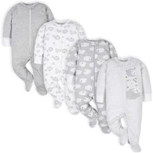 imageGerber Unisex Baby 4 Pack Sleep N Play Footie Sheep Grey 03 Months
