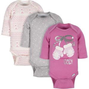 imageGerber babygirls 3pack Or 6pack Longsleeve Onesies BodysuitStarsFair Isle