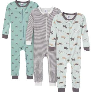 imageGerber babygirls 3pack Snug Fit Footless Onepiece Cotton PajamasDog