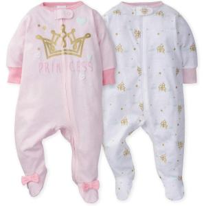 imageGerber Baby Boys 2Pack Sleep N Play PajamasPrincess Arrival