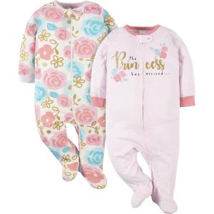 imageGerber Baby Boys 2Pack Sleep N Play PajamasPrincess Pink