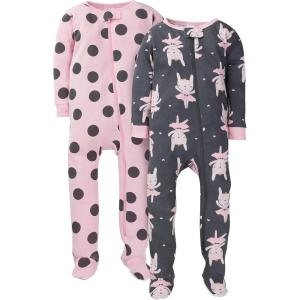 imageGerber Baby Boys 2Pack Sleep N Play PajamasPurple Bunny
