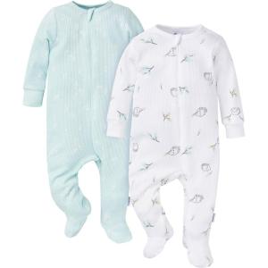 image:imageGerber Baby 2pack 2way Zip Thermal Footed Sleep N PlayHedgehog